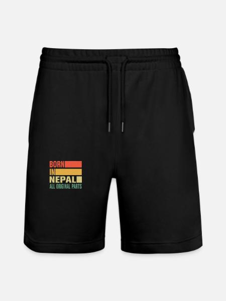 Born in Nepal - Stanley/Stella Trainer Unisex Organic Jogging Shorts - black