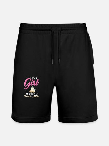 Potato milk saying - Stanley/Stella Trainer Unisex Organic Jogging Shorts - black