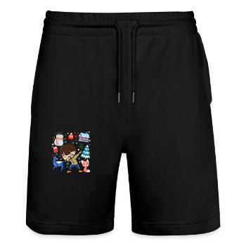 Dabbed Young Snow Deer Winter Temperate - Stanley/Stella Trainer Unisex Organic Jogging Shorts - black - Front - Nik (191cm) & Marisol (170cm)