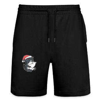 Norwegian Forest Cat Cat Christmas Sleeping - Stanley/Stella Trainer Unisex Organic Jogging Shorts - black - Front - Nik (191cm) & Marisol (170cm)