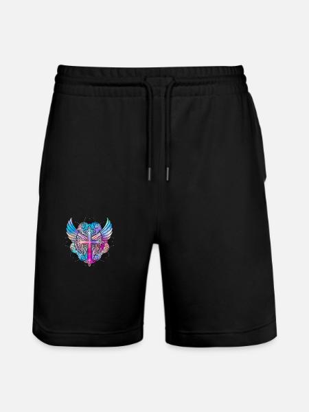 Christianity Cross - Stanley/Stella Trainer Unisex Organic Jogging Shorts - black