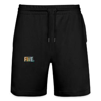5th Birthday Kids Toodler Five Birthday - Stanley/Stella Unisex Bio Joggingshorts Trainer  - Schwarz - Vorne - Nik (191cm) & Marisol (170cm)