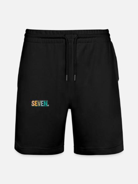 7th Birthday Kids Seven Birthday - Stanley/Stella Trainer Unisex Organic Jogging Shorts - black