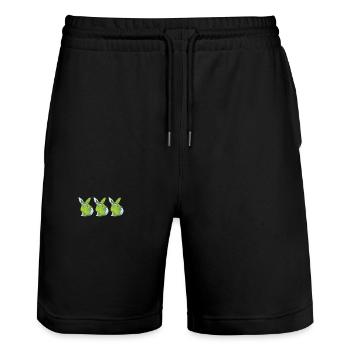 Earth Day Cute Rabbit loves Planet World - Stanley/Stella Unisex Bio Joggingshorts Trainer  - Schwarz - Vorne - Nik (191cm) & Marisol (170cm)