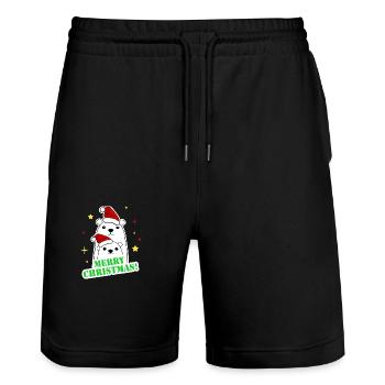 Frohe Weihnachtsfeier - Stanley/Stella Unisex Bio Joggingshorts Trainer  - Schwarz - Vorne - Nik (191cm) & Marisol (170cm)
