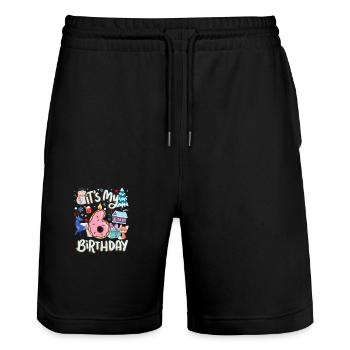 It's my 6 birthday snowman holiday donut - Stanley/Stella Trainer Unisex Organic Jogging Shorts - black - Front - Nik (191cm) & Marisol (170cm)