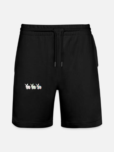 Pâques Trois lapins Fleur de lapin - Short de jogging bio TRAINER Stanley/Stella unisexe - noir