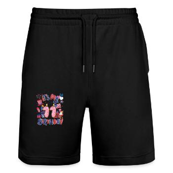 It's my 11th birthday Eagle July 4th - Stanley/Stella Trainer Unisex Organic Jogging Shorts - black - Front - Nik (191cm) & Marisol (170cm)