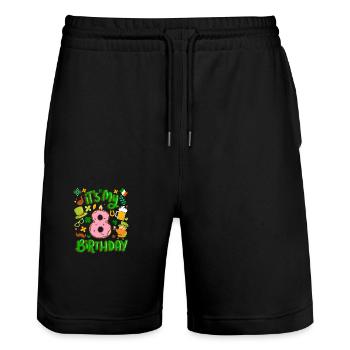 C’est mon beignet de vacances de 8 ans st. - Short de jogging bio TRAINER Stanley/Stella unisexe - noir - Devant - Nik (191cm) & Marisol (170cm)
