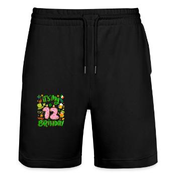 C’est mon beignet de vacances de 12 ans. - Short de jogging bio TRAINER Stanley/Stella unisexe - noir - Devant - Nik (191cm) & Marisol (170cm)