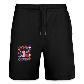 Es Ist Mein 1 Geburtstag Eagle 4. Juli - Stanley/Stella Unisex Bio Joggingshorts Trainer  - Schwarz - Vorne - Nik (191cm) & Marisol (170cm)