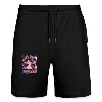 Es Ist Mein 2 Geburtstag Eagle 4. Juli - Stanley/Stella Unisex Bio Joggingshorts Trainer  - Schwarz - Vorne - Nik (191cm) & Marisol (170cm)