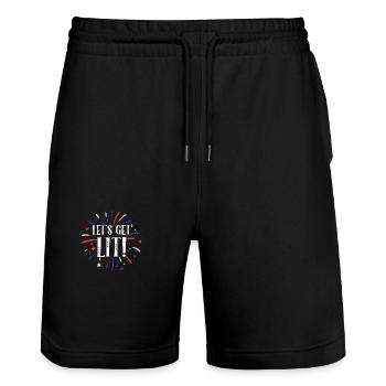 Allez! 4 juillet Feux d’artifice Indépendance - Short de jogging bio TRAINER Stanley/Stella unisexe - noir - Devant - Nik (191cm) & Marisol (170cm)