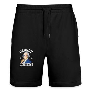 George Sloshington Drink 4. Juli - Stanley/Stella Unisex Bio Joggingshorts Trainer  - Schwarz - Vorne - Nik (191cm) & Marisol (170cm)