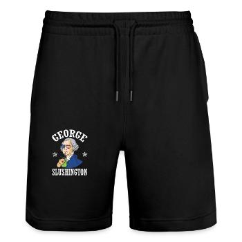 George Slushington Smoothie July 4 - Stanley/Stella Trainer Unisex Organic Jogging Shorts - black - Front - Nik (191cm) & Marisol (170cm)