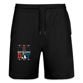 Indepen-dance Day July 4th Independence Day Dancer - Stanley/Stella Trainer Unisex Organic Jogging Shorts - black - Front - Nik (191cm) & Marisol (170cm)