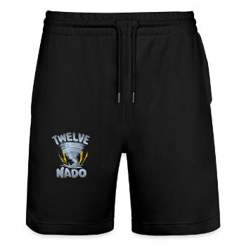 Ten-nado Warnung 12. Geburtstag | Tornado - Stanley/Stella Unisex Bio Joggingshorts Trainer  - Schwarz - Vorne - Nik (191cm) & Marisol (170cm)