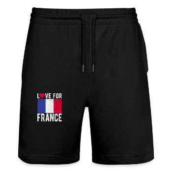 Frankreich Souvenir - Stanley/Stella Unisex Bio Joggingshorts Trainer  - Schwarz - Vorne - Nik (191cm) & Marisol (170cm)