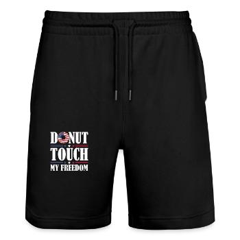 Donut Touch My Freedom 4 juillet Pâtisserie - Short de jogging bio TRAINER Stanley/Stella unisexe - noir - Devant - Nik (191cm) & Marisol (170cm)