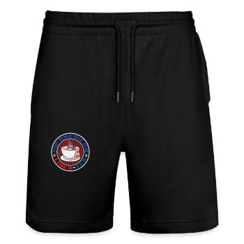 American Liber-tea on 4 July, the - Stanley/Stella Trainer Unisex Organic Jogging Shorts - black - Front - Nik (191cm) & Marisol (170cm)