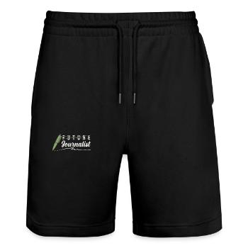 Journalismus Abschluss - Stanley/Stella Unisex Bio Joggingshorts Trainer  - Schwarz - Vorne - Nik (191cm) & Marisol (170cm)