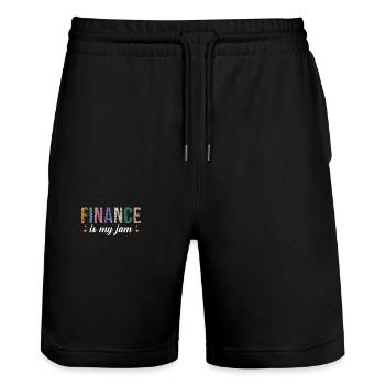 La finance est ma passion - Short de jogging bio TRAINER Stanley/Stella unisexe - noir - Devant - Nik (191cm) & Marisol (170cm)