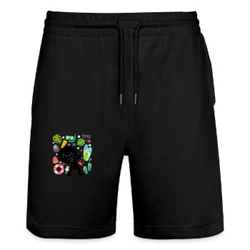 Silhouette Dabbing Boy Summer Time Beach Style - Stanley/Stella Trainer Unisex Organic Jogging Shorts - black - Front - Nik (191cm) & Marisol (170cm)