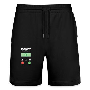 Buchhalter Spruch Geld ruft an - Stanley/Stella Unisex Bio Joggingshorts Trainer  - Schwarz - Vorne - Nik (191cm) & Marisol (170cm)