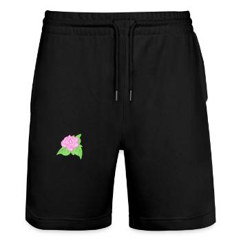 Rose Rote Rose Handgezeichnet - Stanley/Stella Unisex Bio Joggingshorts Trainer  - Schwarz - Vorne - Nik (191cm) & Marisol (170cm)