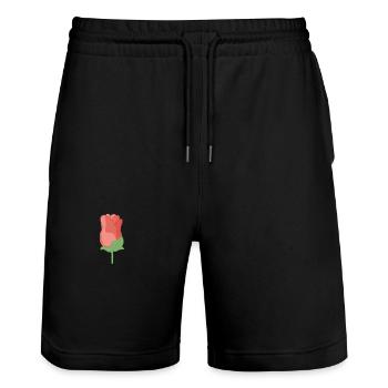 Rose Rote Rose Handgezeichnet - Stanley/Stella Unisex Bio Joggingshorts Trainer  - Schwarz - Vorne - Nik (191cm) & Marisol (170cm)