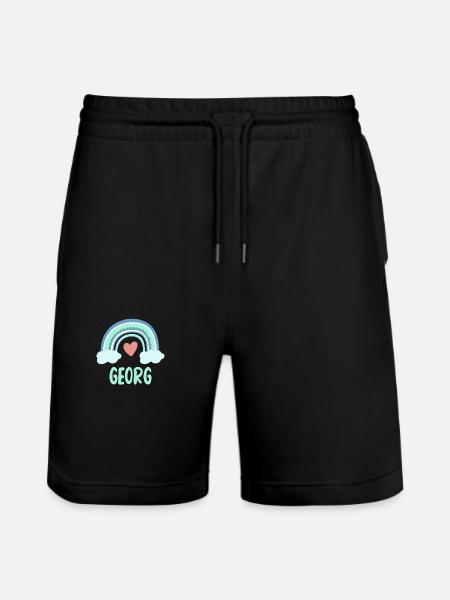 Georg Name Rainbow Baby - Stanley/Stella Trainer Unisex Organic Jogging Shorts - black