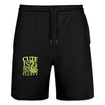CUTE IS NOT ALWAYS FLUFFY - Stanley/Stella Unisex Bio Joggingshorts Trainer  - Schwarz - Vorne - Nik (191cm) & Marisol (170cm)