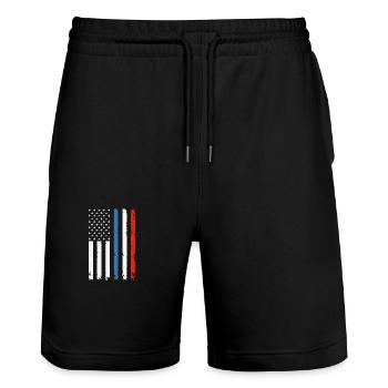 Drapeau du soldat américain 4 juillet - Short de jogging bio TRAINER Stanley/Stella unisexe - noir - Devant - Nik (191cm) & Marisol (170cm)