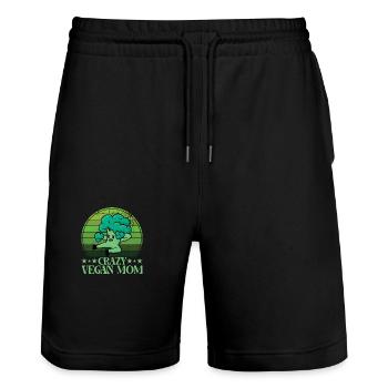 Crazy Vegan Mom - Stanley/Stella Trainer Unisex Organic Jogging Shorts - black - Front - Nik (191cm) & Marisol (170cm)