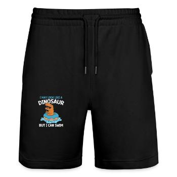 Ich Mag Aussehen Wie Ein Dinosaurier Donut Süßes - Stanley/Stella Unisex Bio Joggingshorts Trainer  - Schwarz - Vorne - Nik (191cm) & Marisol (170cm)