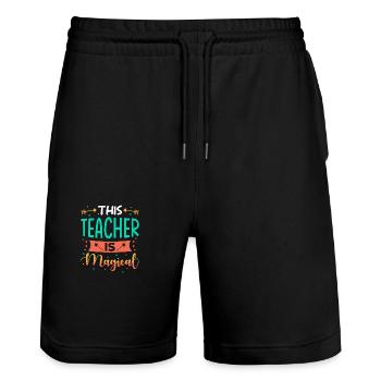 Lehrerin Geschenk - Stanley/Stella Unisex Bio Joggingshorts Trainer  - Schwarz - Vorne - Nik (191cm) & Marisol (170cm)