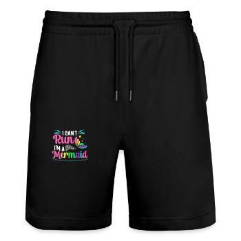 Ich Kann Nicht Laufen, Ich Bin Eine Meerjungfrau - Stanley/Stella Unisex Bio Joggingshorts Trainer  - Schwarz - Vorne - Nik (191cm) & Marisol (170cm)