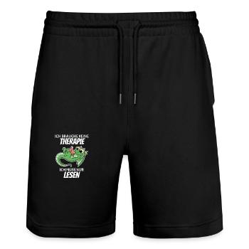 Bücher Drache Drachen - Stanley/Stella Unisex Bio Joggingshorts Trainer  - Schwarz - Vorne - Nik (191cm) & Marisol (170cm)