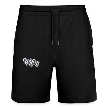 Retro Wifey Matching Couple Wedding Party Mariage - Short de jogging bio TRAINER Stanley/Stella unisexe - noir - Devant - Nik (191cm) & Marisol (170cm)