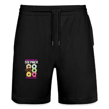 Regarde mon pack de six ! - Donuts - Short de jogging bio TRAINER Stanley/Stella unisexe - noir - Devant - Nik (191cm) & Marisol (170cm)