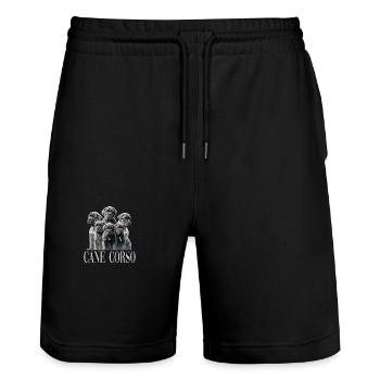 Cane Corso Welpen Gruppe für einen Cane Corso - Stanley/Stella Unisex Bio Joggingshorts Trainer  - Schwarz - Vorne - Nik (191cm) & Marisol (170cm)