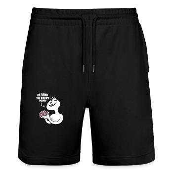 Be kind to any spirit national - Stanley/Stella Trainer Unisex Organic Jogging Shorts - black - Front - Nik (191cm) & Marisol (170cm)