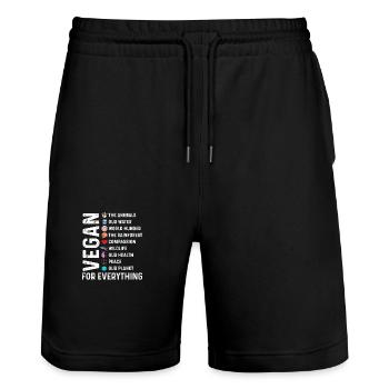 Vegan For Everything Nature Végétarien Jour de la Terre - Short de jogging bio TRAINER Stanley/Stella unisexe - noir - Devant - Nik (191cm) & Marisol (170cm)