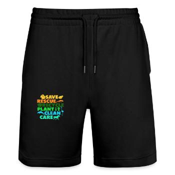 Save Save Recycle Plants Clean Care - Short de jogging bio TRAINER Stanley/Stella unisexe - noir - Devant - Nik (191cm) & Marisol (170cm)