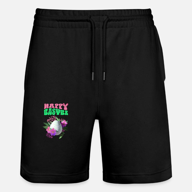 Happy Easter Flowers Easter Egg - Stanley/Stella Trainer Unisex Organic Jogging Shorts - black