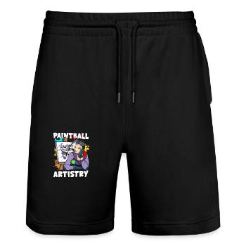 Paintball Artistique Peinture Décoration Sports d’équipe - Short de jogging bio TRAINER Stanley/Stella unisexe - noir - Devant - Nik (191cm) & Marisol (170cm)
