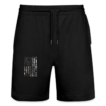 Best Father Best Friend Patriotic - Stanley/Stella Trainer Unisex Organic Jogging Shorts - black - Front - Nik (191cm) & Marisol (170cm)