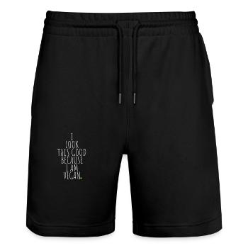 Veganer I Look This Good Because I Am Vegan Veggie - Stanley/Stella Trainer Unisex Organic Jogging Shorts - black - Front - Nik (191cm) & Marisol (170cm)