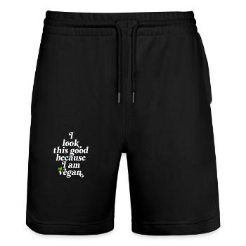 Veganer I Look This Good Because I Am Vegan Veggie - Stanley/Stella Trainer Unisex Organic Jogging Shorts - black - Front - Nik (191cm) & Marisol (170cm)