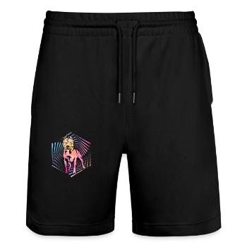 Pitbull Retro - Stanley/Stella Unisex Bio Joggingshorts Trainer  - Schwarz - Vorne - Nik (191cm) & Marisol (170cm)